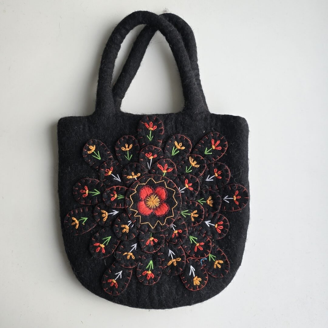 Midnight Bloom Felt Bag